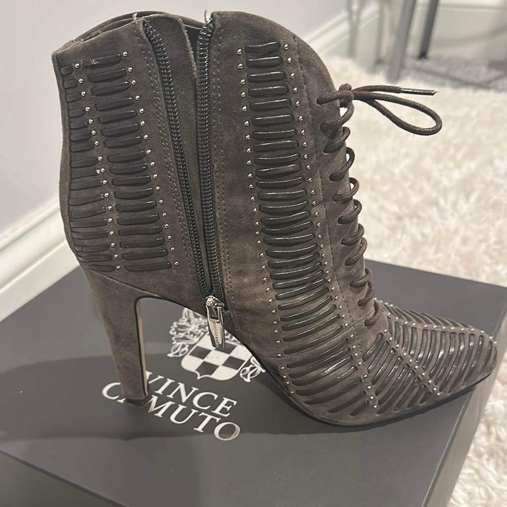 Vince Camuto Brown Lace-Up Boots with Stiletto Heel